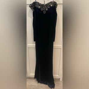 Navy Blue Velvet Jovani, Size 2 - Worn Once